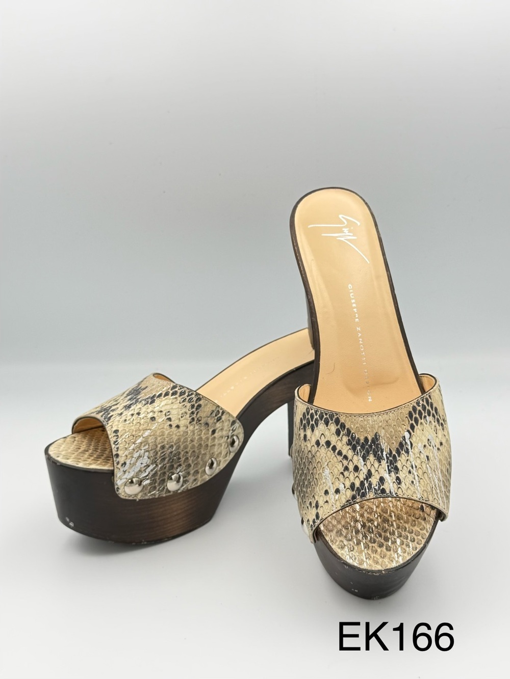 Giuseppe Zanotti Snakeskin Studded Platform Mules EU 38